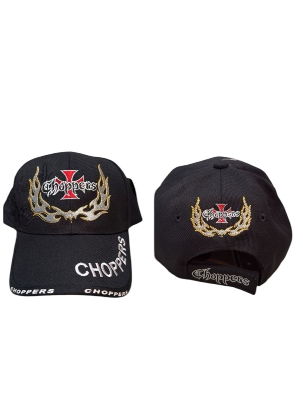 NWT Choppers Flames Embroidered Cap Hat Adjustable Black